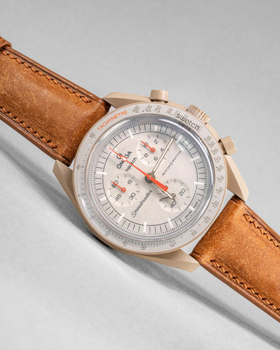 Solitaire Universal Straps in Toasted Almond Buttero for Swatch Omega