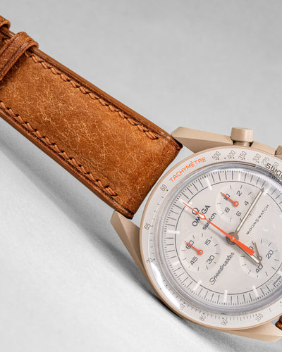Solitaire Universal Straps in Toasted Almond Buttero for Swatch Omega