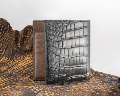 Bespoke Bifold Wallet in Graphite Grey Crocodile Leather