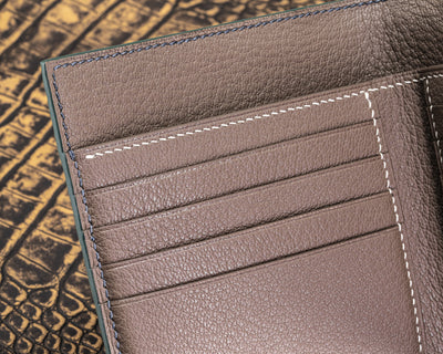 Bespoke Bifold Wallet in Graphite Grey Crocodile Leather