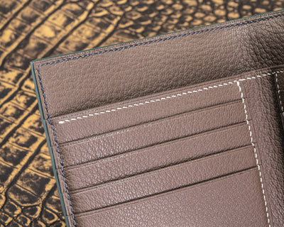 Bespoke Bifold Wallet in Graphite Grey Crocodile Leather