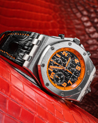 Bespoke Watch Strap in Black Horn Back Crocodile