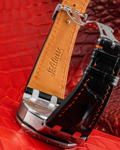 Bespoke Watch Strap in Black Horn Back Crocodile