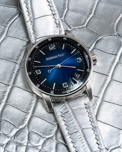 Bespoke Watch Strap in Metallic Silver Alligator