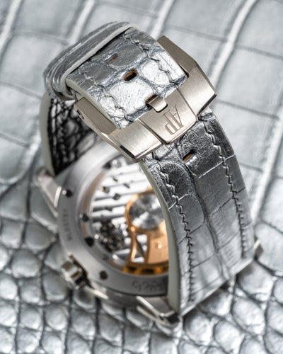 Bespoke Watch Strap in Metallic Silver Alligator