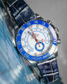 Bespoke Watch Strap in Blue Snow Flake Crocodile