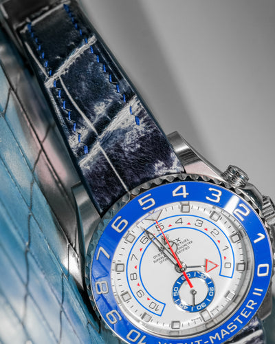 Bespoke Watch Strap in Blue Snow Flake Crocodile