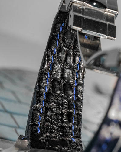 Bespoke Watch Strap in Blue Snow Flake Crocodile