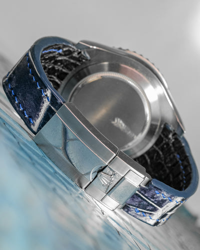 Bespoke Watch Strap in Blue Snow Flake Crocodile