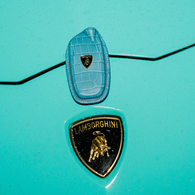 Bespoke Key Fob Cover in Baby Blue Crocodile
