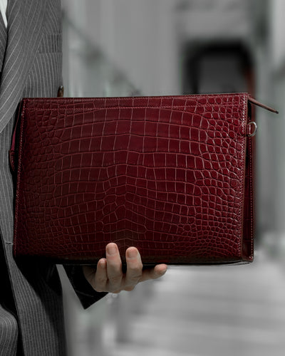 Bespoke Clutch Bag in Reddish Brown Crocodile