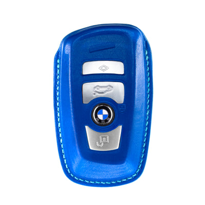 BMW 3 Buttons Key Fob Cover in Electric Blue Nappa