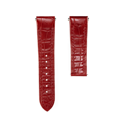 Ferrari Red Crocodile Santos De Cartier Straps