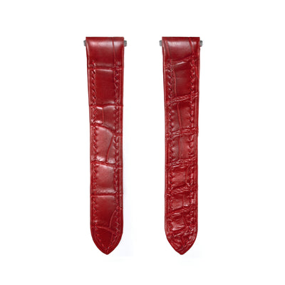 Ferrari Red Crocodile Santos De Cartier Straps