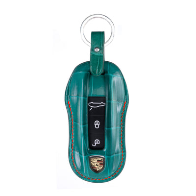 Porsche New Key Fob Cover in Green Crocodile