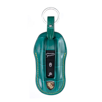 Porsche New Key Fob Cover in Green Crocodile