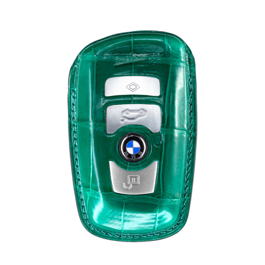 BMW 3 Buttons Key Fob Cover in Green Crocodile