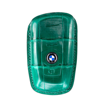 BMW 2 Buttons Key Fob Cover in Green Crocodile
