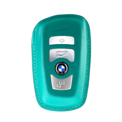 BMW 3 Buttons Key Fob Cover in Green Nappa