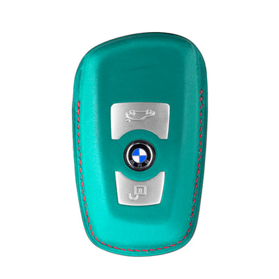 BMW 2 Buttons Key Fob Cover in Green Nappa