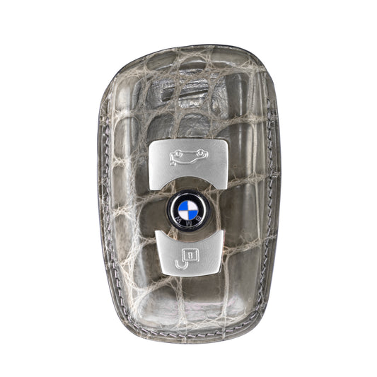 BMW 2 Buttons Key Fob Cover in Grey Crocodile