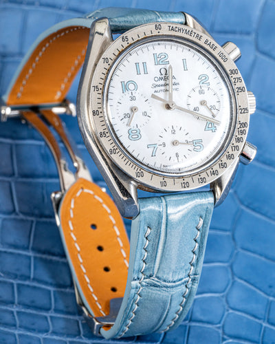 Bespoke Watch Strap in Icy Blue Crocodile