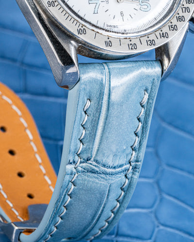 Bespoke Watch Strap in Icy Blue Crocodile