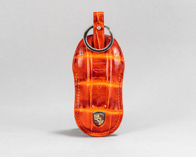 Bespoke Key Fob in Flaming Orange Alligator