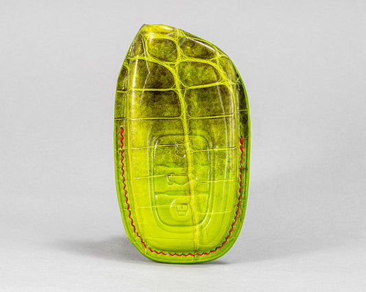 Bespoke Key Fob Cover in Apple Green Himalayan Crocodile