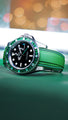 Solitaire Rubber straps in Deep Emerald Green for Rolex GMT-Master II 116710LN