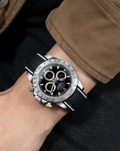 Solitaire Rubber straps in Zebra Black for Rolex Daytona 116520