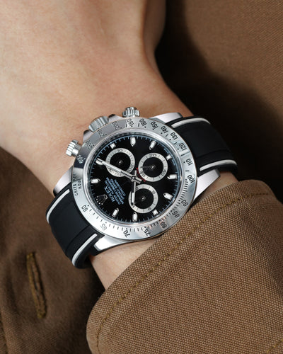 Solitaire Rubber straps in Zebra Black for Rolex Daytona 116520