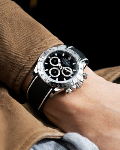 Solitaire Rubber straps in Zebra Black for Rolex Daytona 116520