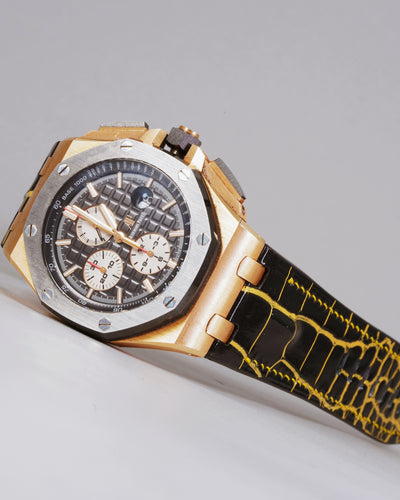 Bespoke Watch Strap in Gold Black Alligator