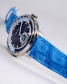 Bespoke Watch Strap in Blue Nubuck Crocodile