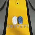 Bespoke Key Fob Cover in White and Blue Goyard