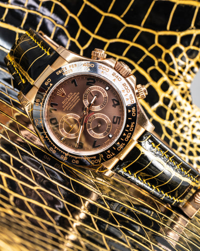 Bespoke Watch Strap in Gold Black Crocodile