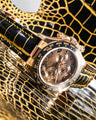 Bespoke Watch Strap in Gold Black Crocodile