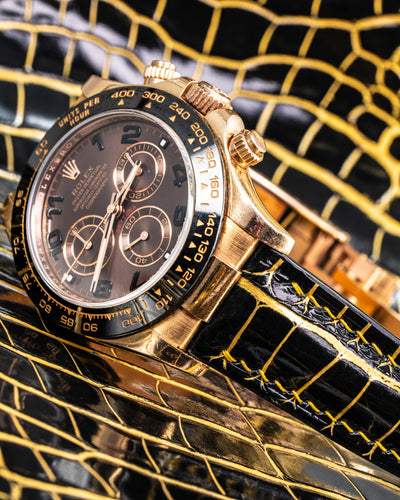 Bespoke Watch Strap in Gold Black Crocodile