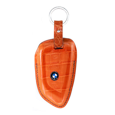BMW SUV Key Fob Cover in Orange Crocodile