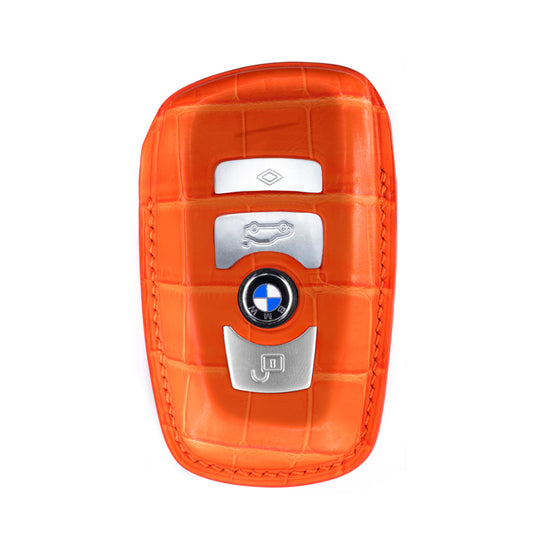 BMW 3 Buttons Key Fob Cover in Orange Matte Crocodile