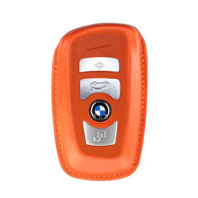 BMW 3 Buttons Key Fob Cover in Orange Nappa