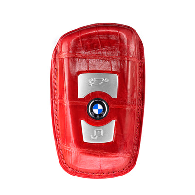 BMW 2 Buttons Key Fob Cover in Red Crocodile