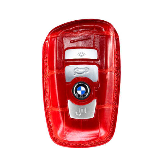 BMW 3 Buttons Key Fob Cover in Red Crocodile
