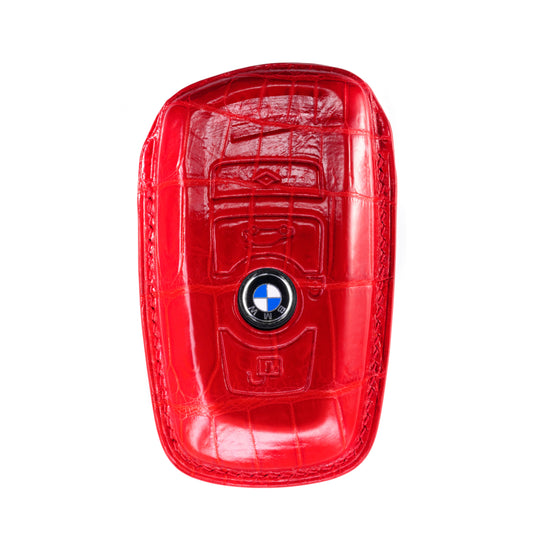 BMW 3 Buttons Key Fob Cover in Red Crocodile