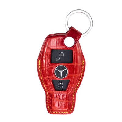 Mercedes 2 Buttons Key Fob Cover in Red Crocodile