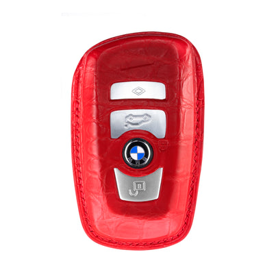 BMW 3 Buttons Key Fob Cover in Red Matte Crocodile