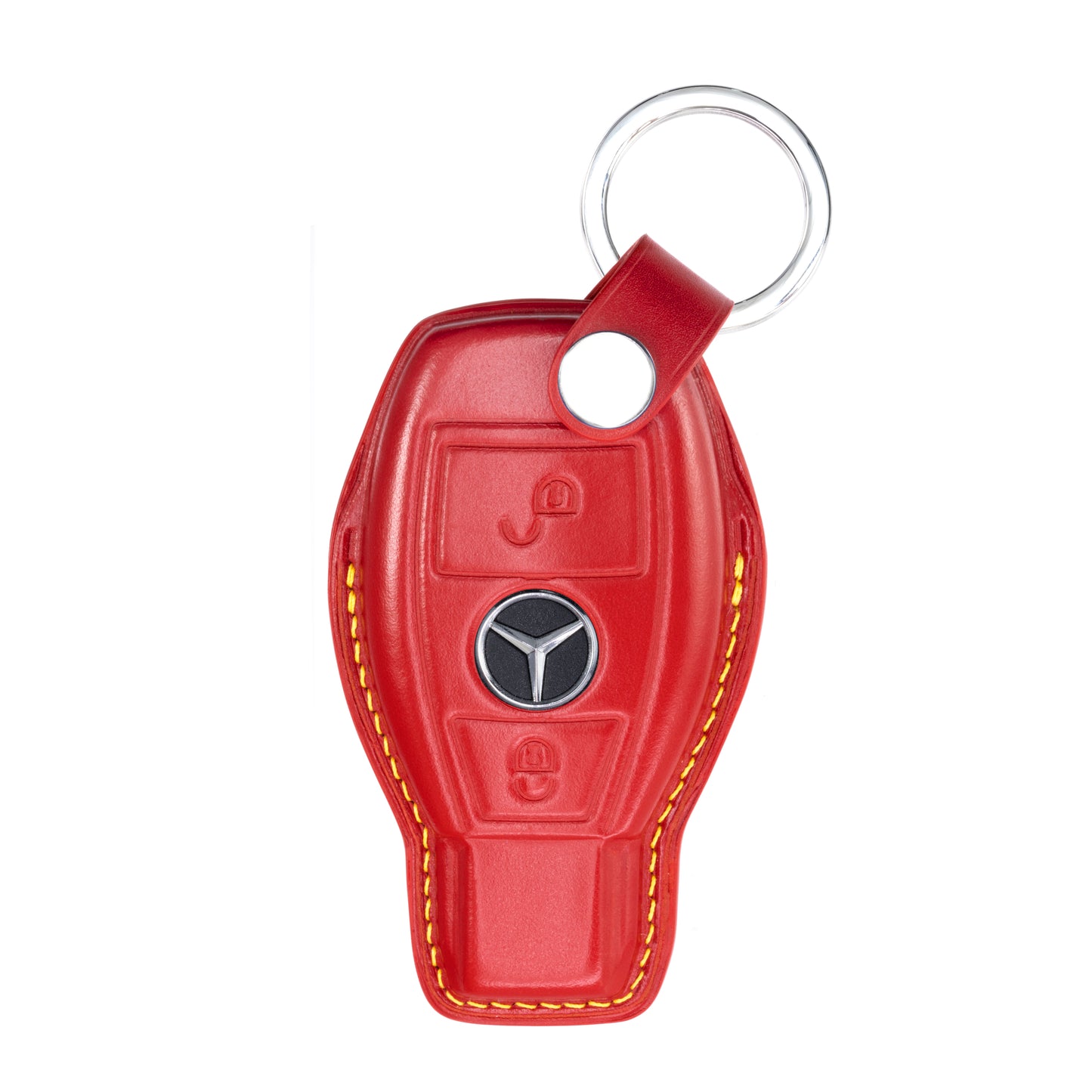 Mercedes 2 Buttons Key Fob Cover in Red Nappa