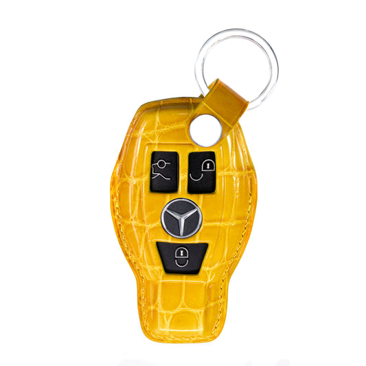 Mercedes 3 Buttons Key Fob Cover in Yellow Crocodile