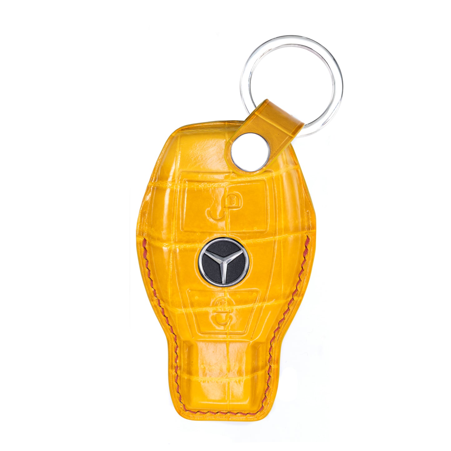 Mercedes 2 Buttons Key Fob Cover in Yellow Crocodile